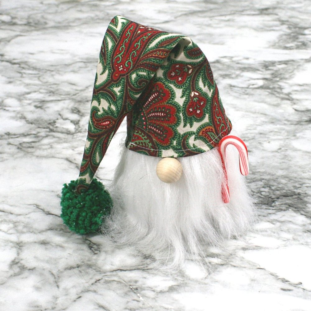 HAND CRAFTED Gnome White Christmas Air Freshener Cover Decor - White Paisley